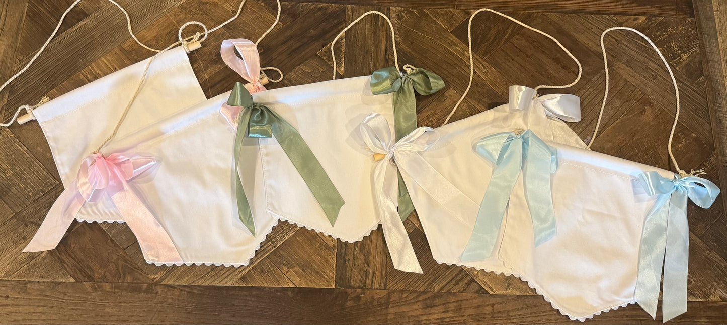 Embroidered Baby Banner- Greenery Bow