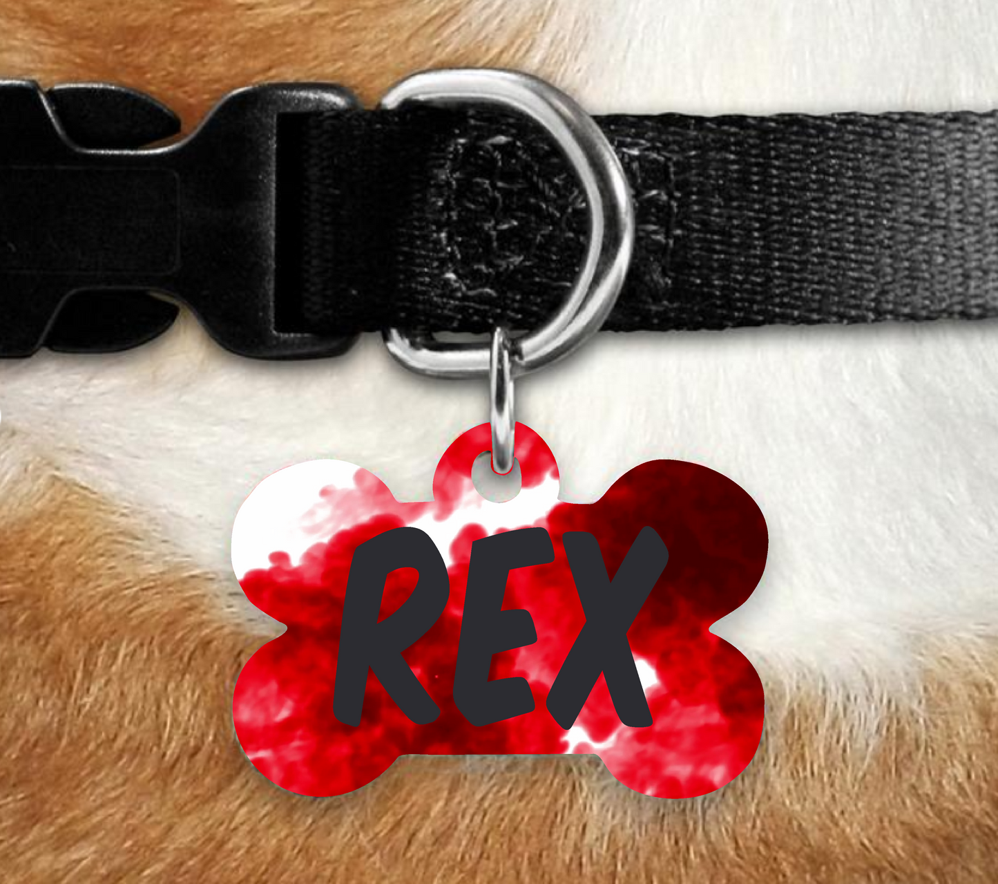 Red Smoke - Bone Pet ID Tag