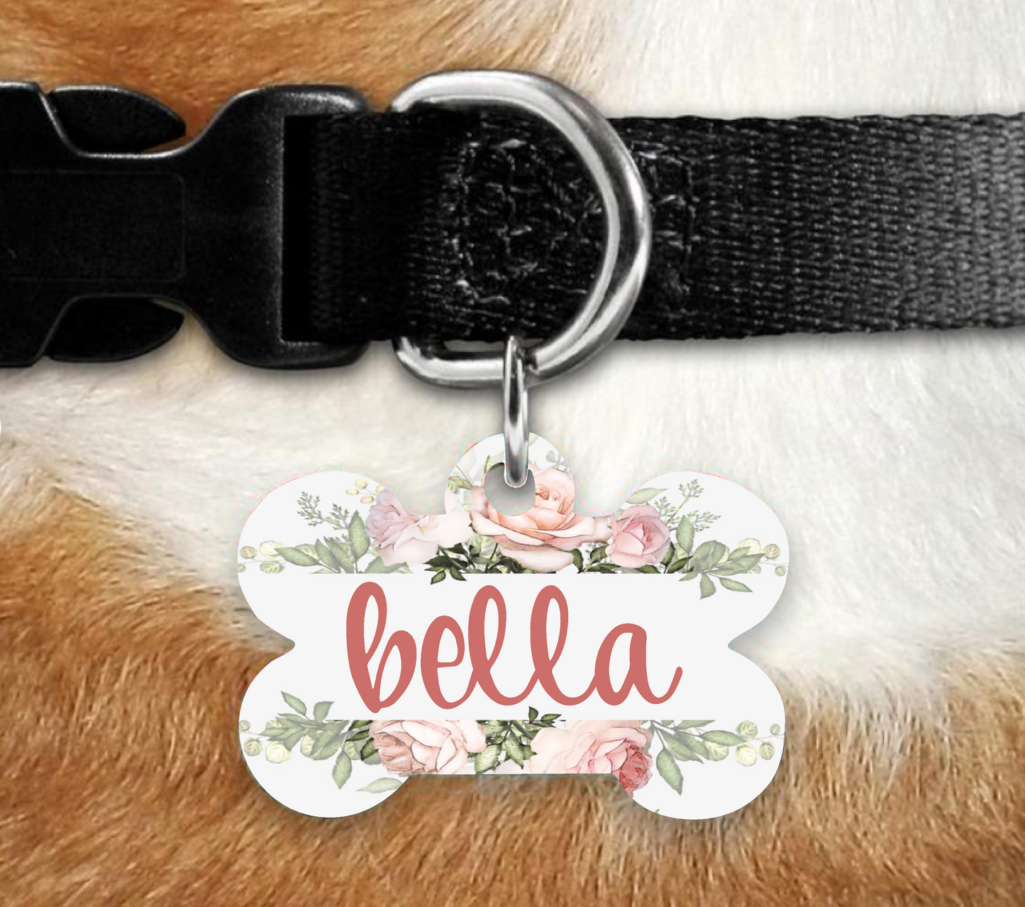 Split Floral - Bone Pet ID Tag