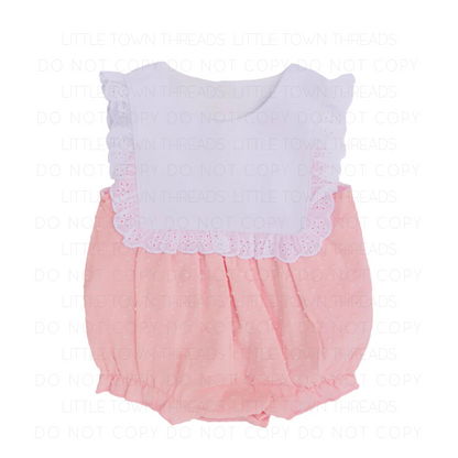 Swiss Dot Bow Banner Bubble Romper