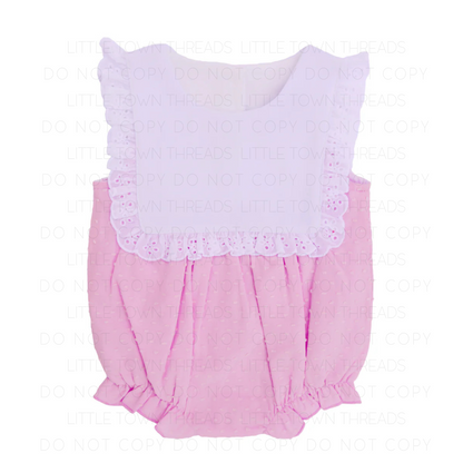 Swiss Dot Bow Banner Bubble Romper