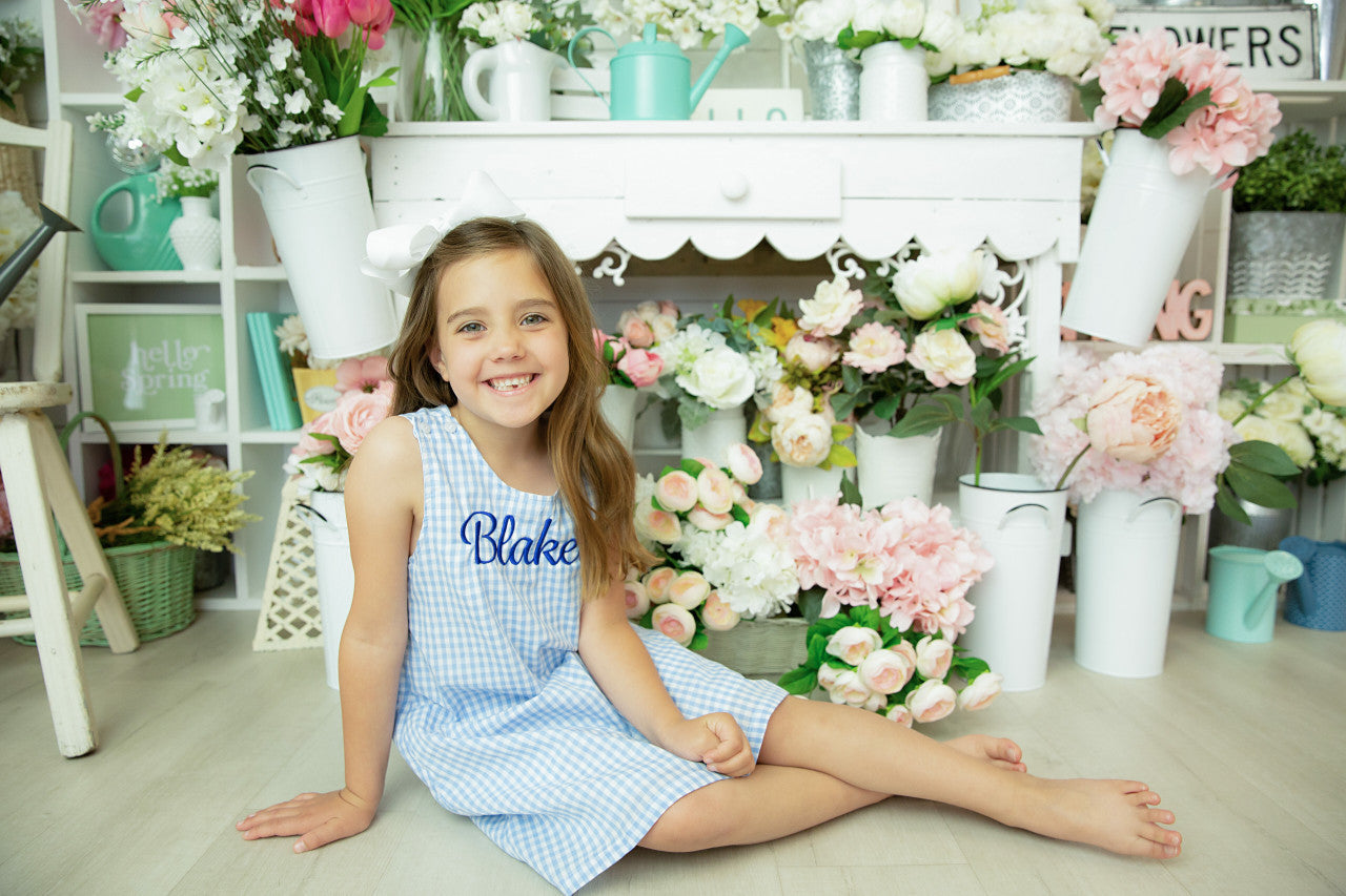 Gingham/Seersucker Jumper Dress Pre-Order; ETA End of September