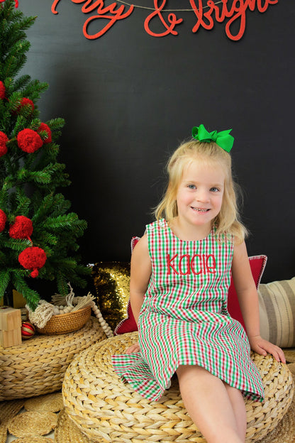 Gingham/Seersucker Jumper Dress Pre-Order; ETA End of September