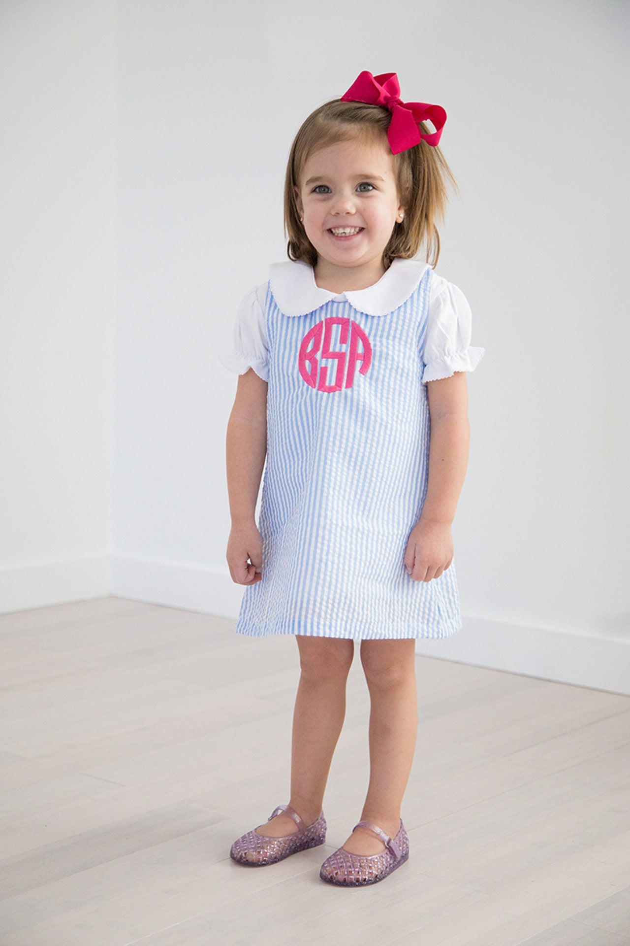 Gingham/Seersucker Jumper Dress Pre-Order; ETA End of September