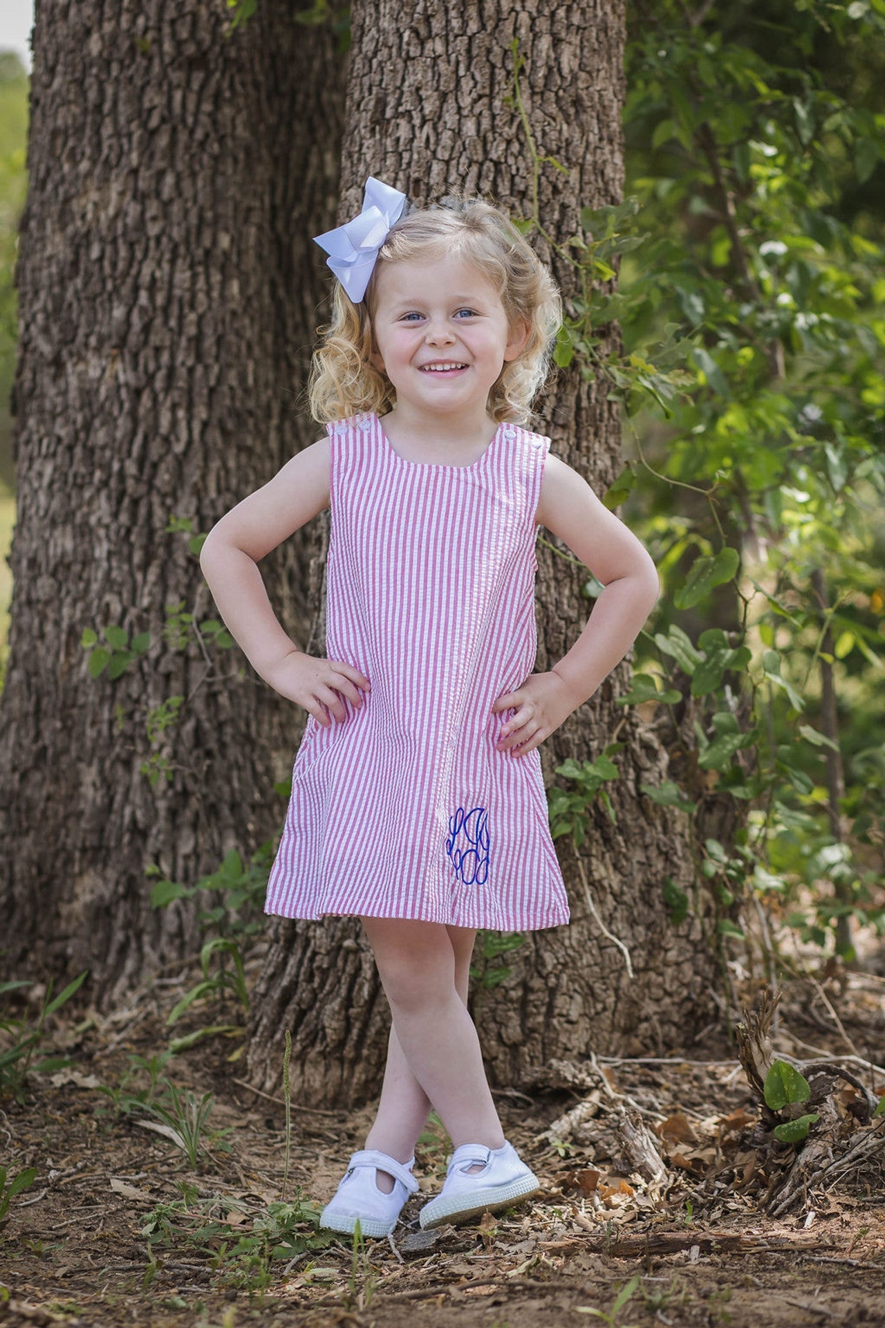 Gingham/Seersucker Jumper Dress Pre-Order; ETA End of September
