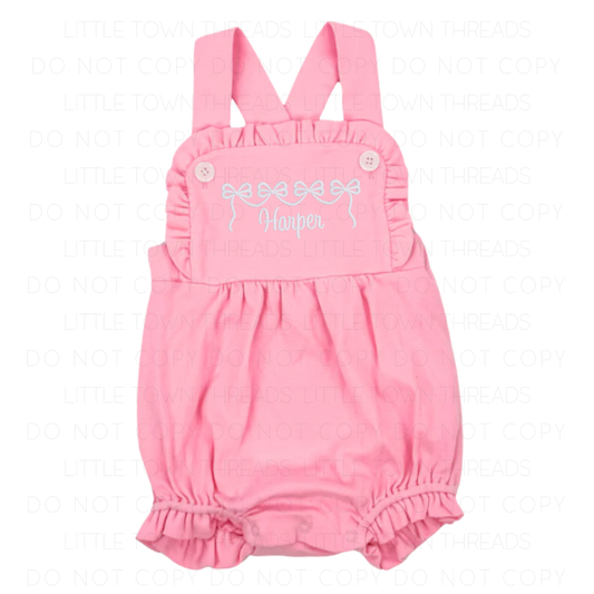 Vintage Bow Swag Bubble Ruffle Romper