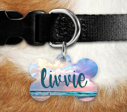 Pink & Beachy -  Bone Pet ID Tag